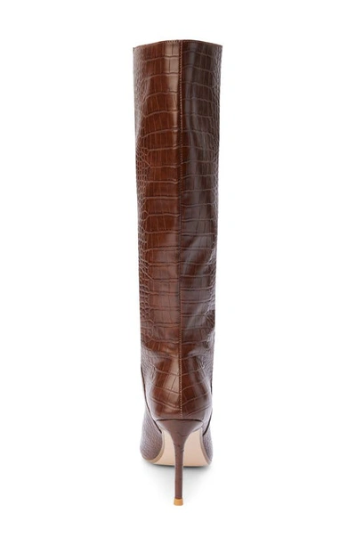 Shop Coconuts By Matisse Alina Reptile Embossed Knee High Stiletto Boot In Brown