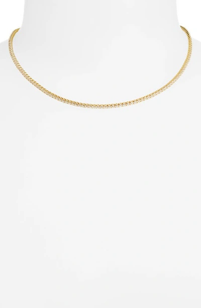 Shop Argento Vivo Sterling Silver Cubic Zirconia Tennis Choker Necklace In Gold