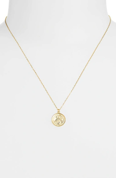 Argento Vivo Virgin Mary Coin Pendant Necklace In Gold