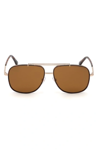 Shop Tom Ford Benton 58mm Aviator Sunglasses In Shiny Rose Gold / Brown