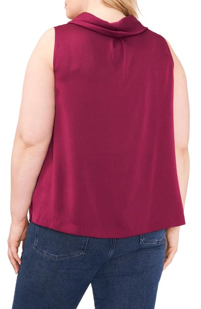 Shop Vince Camuto Cowl Neck Sleeveless Satin Top In Grape Wine