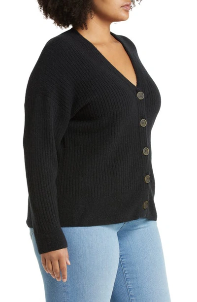 Madewell Cameron Ribbed Coziest Yarn Cardigan Sweater In True Black