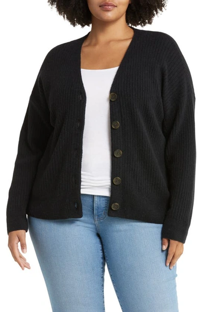 Madewell Cameron Ribbed Coziest Yarn Cardigan Sweater In True Black