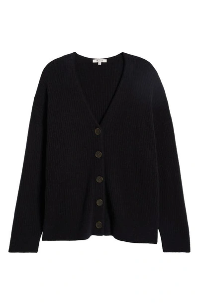 Madewell Cameron Ribbed Coziest Yarn Cardigan Sweater In True Black