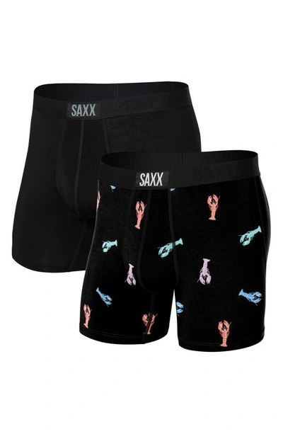 Shop Saxx Vibe Supersoft 2-pack Slim Fit Boxer Briefs In Oh Snap/ Black