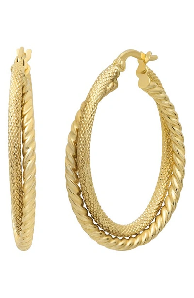 Shop Bony Levy 14k Gold Mixed Twist Hoop Earrings In 14k Yellow Gold