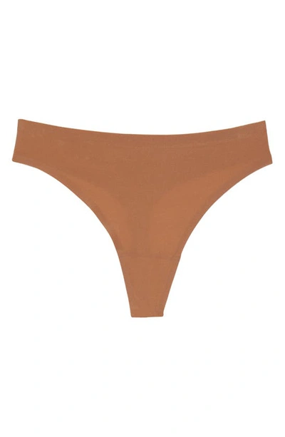 Shop Chantelle Lingerie Soft Stretch Thong In Mocha Mousse-pc