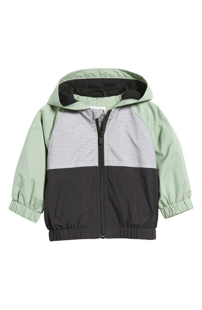 Shop Miles The Label Colorblock Hooded Recycled Polyester Windbreaker Jacket In 800 Green