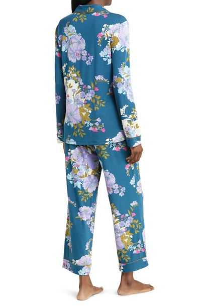 Shop Nordstrom Moonlight Eco Long Sleeve Knit Pajamas In Blue Ceramic Joy Floral