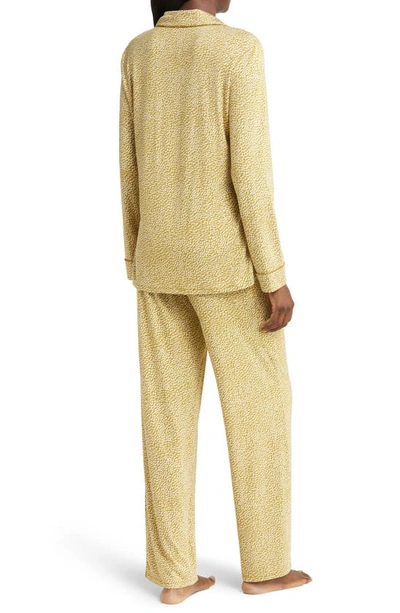 Shop Nordstrom Moonlight Eco Long Sleeve Knit Pajamas In Olive Ecru Feather