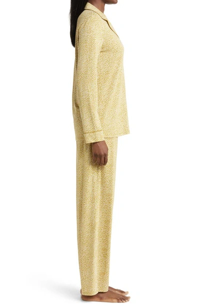 Shop Nordstrom Moonlight Eco Long Sleeve Knit Pajamas In Olive Ecru Feather