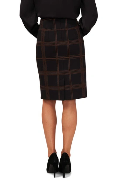 Halogen Plaid Seamed Pencil Skirt In Rich Black