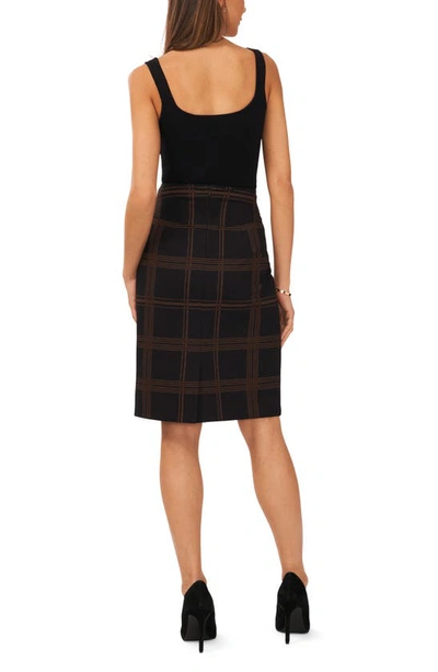 Halogen Plaid Seamed Pencil Skirt In Rich Black