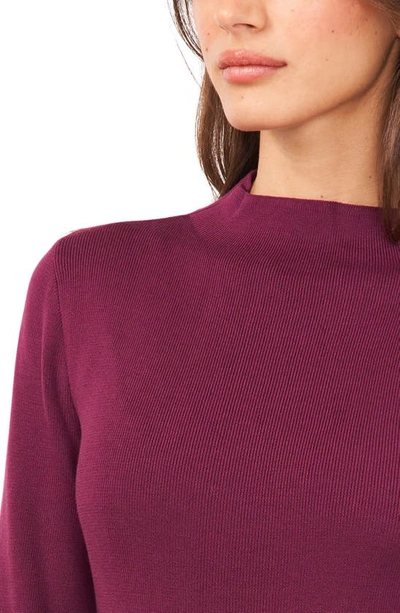Shop Halogen Funnel Neck Cotton Blend Sweater In Grape Wine