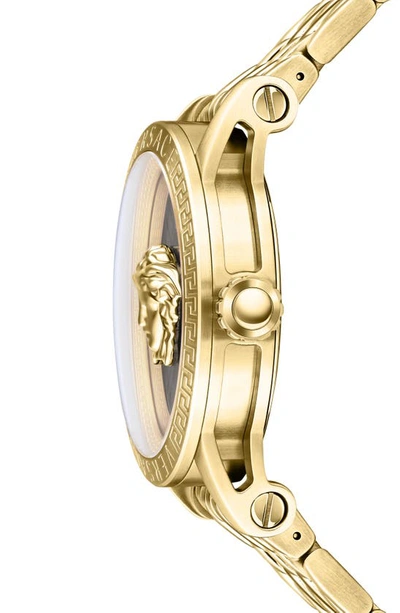 Shop Versace V-code Bracelet Watch, 43mm In Ip Yellow Gold