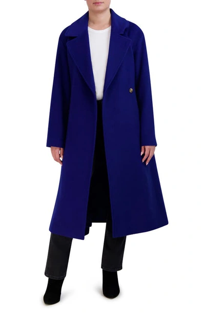 Shop Cole Haan Slick Wool Blend Coat In Cobalt