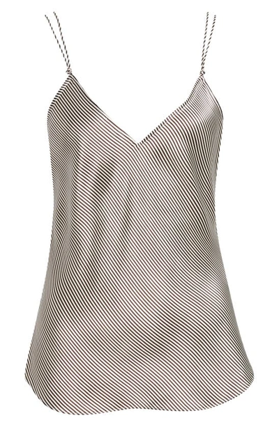 Frame Stripe V-neck Silk Camisole In Espresso Multi