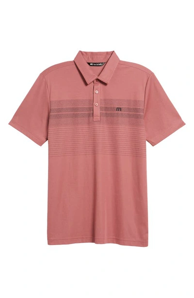 Shop Travismathew Unprecedented Stripe Polo In Roan Rouge