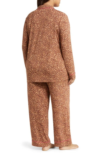 Shop Nordstrom Moonlight Eco Knit Pajamas In Tan Sandstorm Leopard Spots