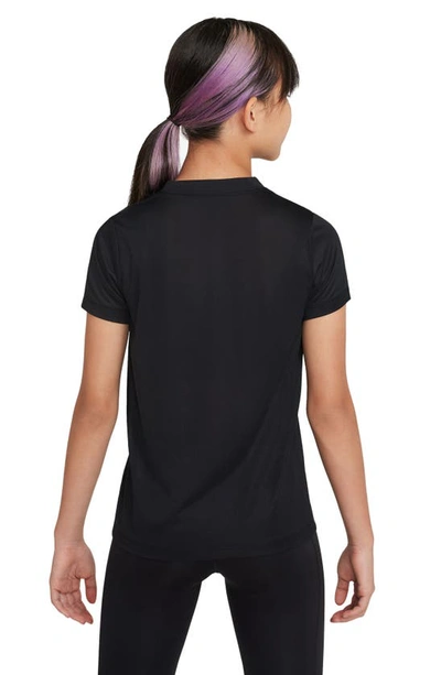 Shop Nike Kids' Dri-fit Legend Graphic T-shirt In Black/ White