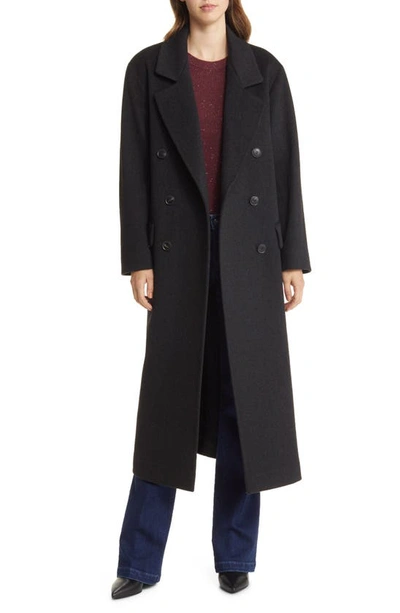 Shop Fleurette Hutton Double Breasted Wool Coat In Charcoal
