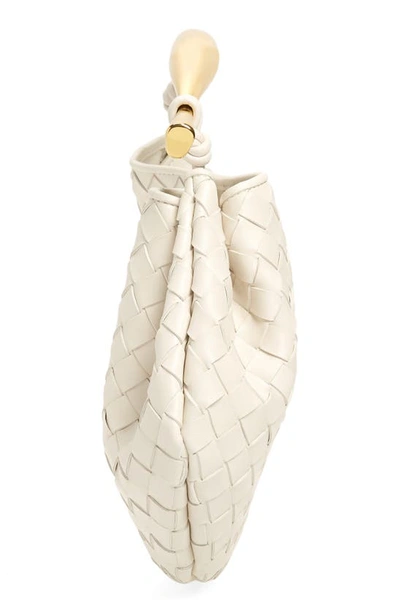 Bottega Veneta Small Sardine Leather Top Handle Bag In 9104 Chalk-m Brass