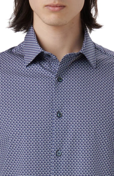 Bugatchi Ooohcotton® Geo Print Short Sleeve Button-up Shirt In Navy