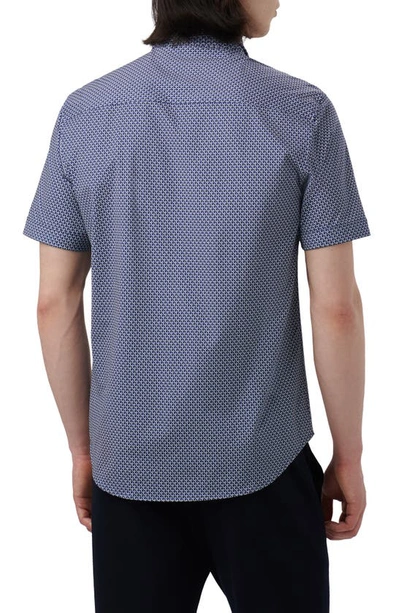 Bugatchi Ooohcotton® Geo Print Short Sleeve Button-up Shirt In Navy