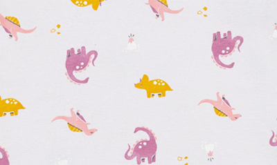 Shop Petit Lem Dino Print Fitted Organic Cotton Two-piece Pajamas In 701 Light Purple