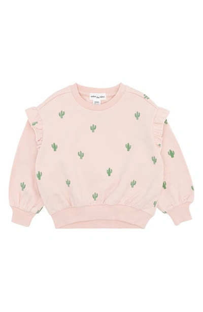 Shop Miles The Label Cactus Print Stretch Organic Cotton Sweatshirt & Leggings Set In 401 Light Pink