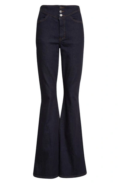 Shop Veronica Beard Beverly Yoke Front Wide Leg Jeans In Indigo Rinse