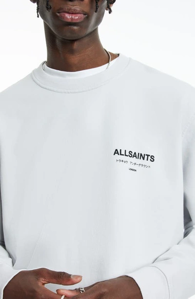 Shop Allsaints Underground Logo Organic Cotton Graphic Sweatshirt In Cool Grey