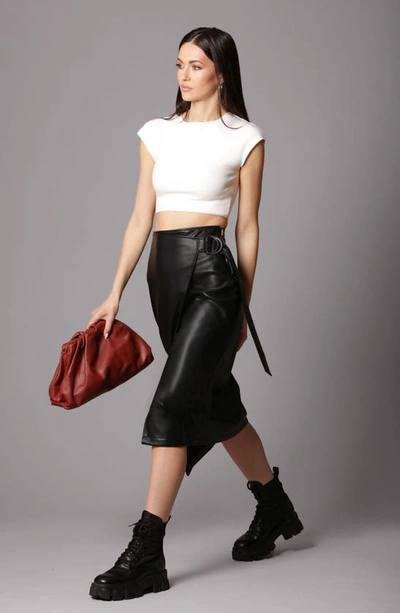 Shop Avec Les Filles Faux-ever Leather™ D-ring Wrap Pencil Skirt In Black