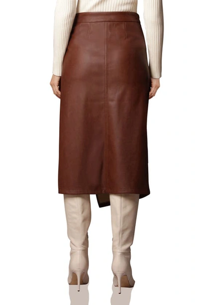 Shop Avec Les Filles Faux-ever Leather™ D-ring Wrap Pencil Skirt In Chestnut