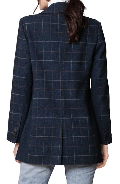 Shop Avec Les Filles Mixed Plaid Double Breasted Blazer In Black Navy Plaid