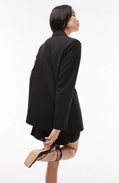 Shop Topshop Single Breasted Longline Blazer In Black