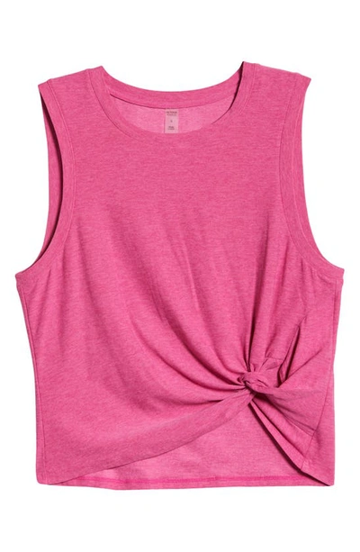 Shop Beyond Yoga Front Twist Muscle Tank In Deep Pink Heather