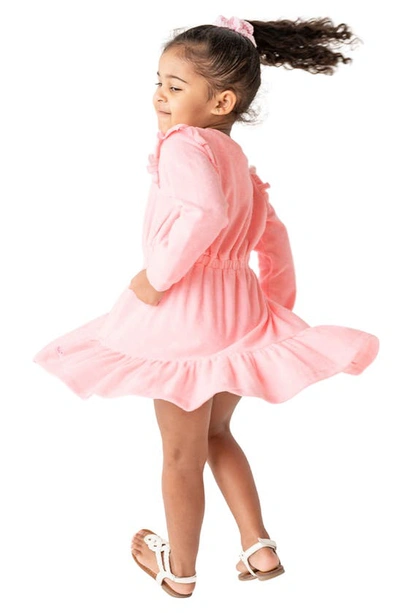 Shop Rufflebutts Terry Long Sleeve Dress In Pink