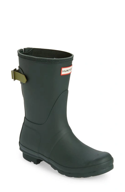 Shop Hunter Original Short Back Adjustable Rain Boot In Arctic Moss/ Utility Green