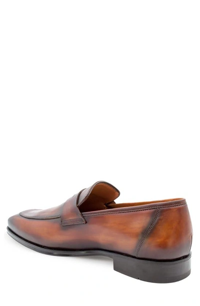 Mezlan Cueva Perforatedd Leather Penny Loafer In Cognacrust
