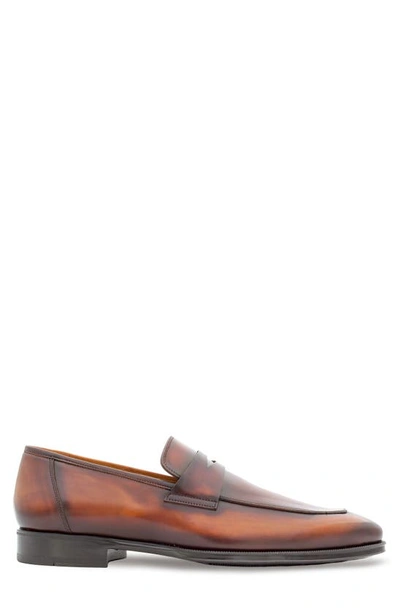 Mezlan Cueva Perforatedd Leather Penny Loafer In Cognacrust