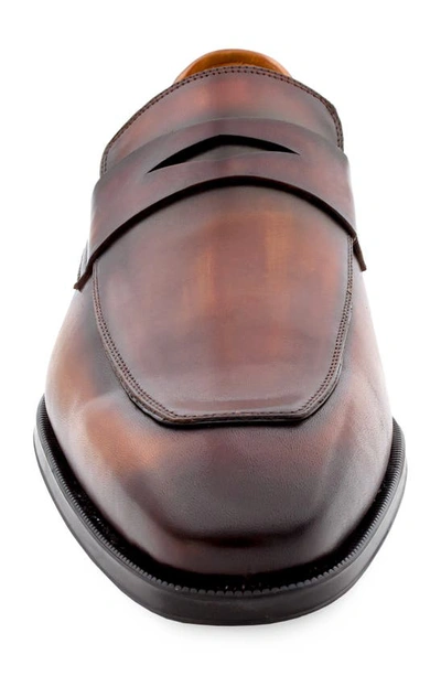 Mezlan Cueva Perforatedd Leather Penny Loafer In Cognacrust