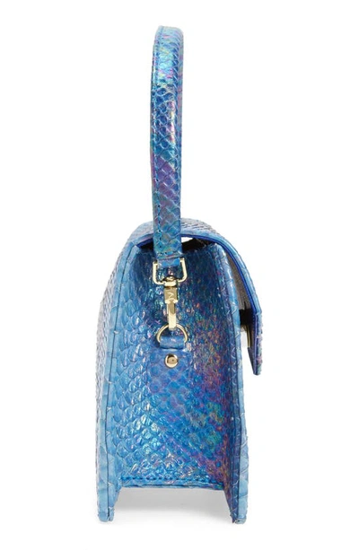 Shop Anima Iris The Zaza Croc Embossed Leather Top Handle Bag In Iridescent H Blue/ Purple