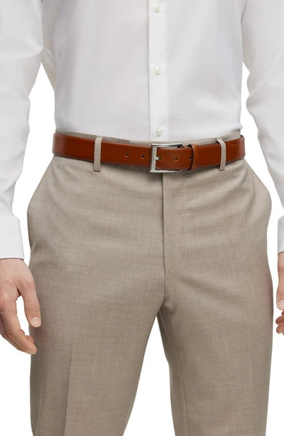 Hugo Boss Elloy Leather Belt In Medium Brown