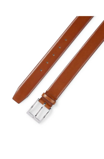 Hugo Boss Elloy Leather Belt In Medium Brown