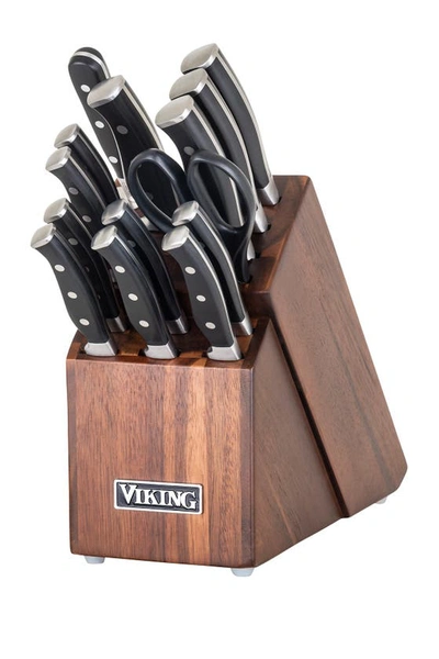 Viking 15-piece German Steel & Acacia Wood Knife Block Set In Acacia Wood