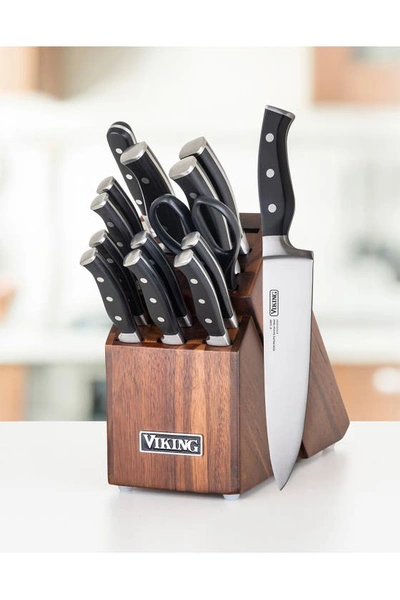 Viking 15-piece German Steel & Acacia Wood Knife Block Set In Acacia Wood