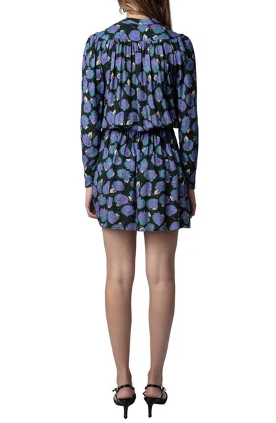 Zadig & Voltaire Reveal Roses Long Sleeve Drop Waist Dress In Lavender