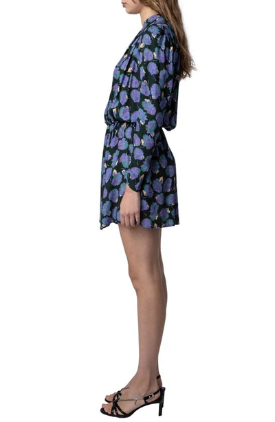 Zadig & Voltaire Reveal Roses Long Sleeve Drop Waist Dress In Lavender