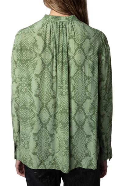 Zadig & Voltaire Tink Python Print Popover Shirt In Kaki